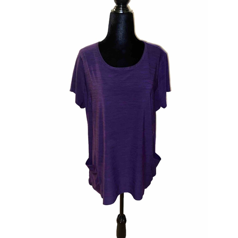 Suzie In The City 1X Women’s Purple Blouse W/Pockets 95% Polyester 5% Spandex